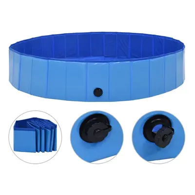 vidaXL Foldable Dog Swimming Pool Blue 160x30cm PVC Anti-Slip Pet Water Centre