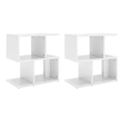 vidaXL 2x Bedside Cabinets High Gloss White Chipboard Telephone Stand Set