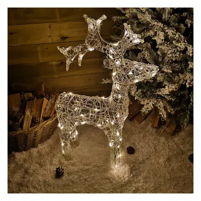 90cm LED Indoor Outdoor Acrylic Standing Reindeer Christmas Decoration in Warm White