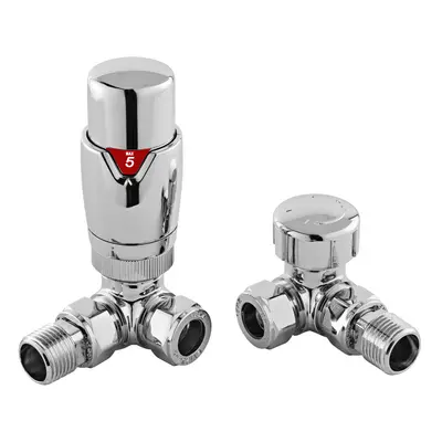 Luxury Corner Thermostatic Radiator Valves, Sold in Pairs - Chrome