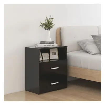 vidaXL 2x Bed Cabinets Black Bedside Side Table Storage Cabinet Nightstand