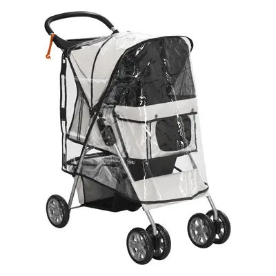 PawHut Dog Stroller W/ Rain Cover, Foldable Pet Pram for S, Dogs, Grey