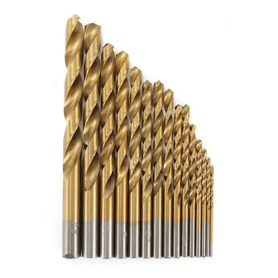 15pcs 1.5-10mm Twist Drill Bits Titanium Coated HSS Twist Drill