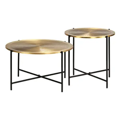 vidaXL Table Set Piece Brass-covered MDF Home Living Room Furniture Stand