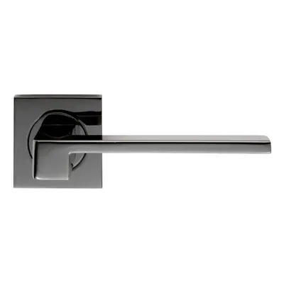 PAIR Flat Squared Bar Handle on Square Rose Concealed Fix Black Nickel