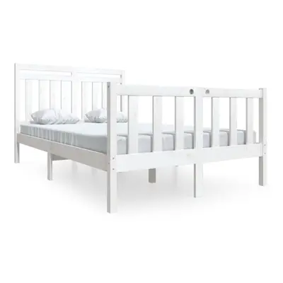 (white, x cm) vidaXL Bed Frame Bed Base Bedstead Bedroom Mattress Foundation Solid Wood