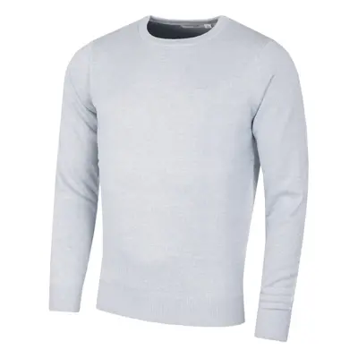 (XL, Light Blue Marl) Calvin Klein Mens Crew Neck Cotton Breathable Golf Sweater