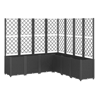 vidaXL Garden Planter with Trellis Outdoor Flower Pot Planter Pot Box Black PP