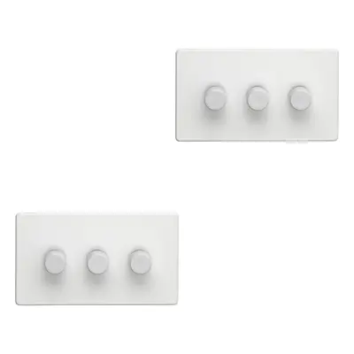 2 PACK Gang Dimmer Switch Way LED SCREWLESS MATT WHITE Light Dimming Wall