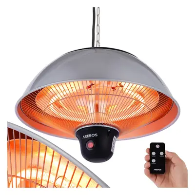 AREBOS Ceiling Heater Balcony Heater Tent Heater Patio Heater with Remote Control Silver Heat Se