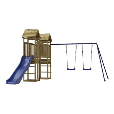 (Solid impregnated pinewood) vidaXL Outdoor Playset Wooden Playground Set Kids Swing Set Solid W