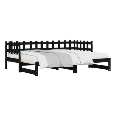 (black, x cm) vidaXL Pull-out Day Bed Sofa Bed Guest Bed Frame Daybed Couch Solid Wood Pine