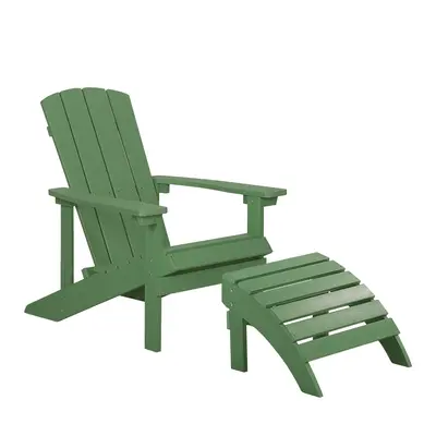 Garden Chair ADIRONDACK with Footstool Green