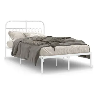 (white, x cm/ with headboard) vidaXL Metal Bed Frame with Headboard and Footboard Bed Base White