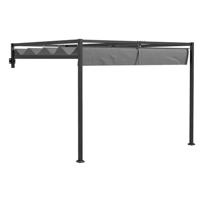 Outsunny x 3(m) Wall Mounted Pergola with Retractable Roof, Dark Grey