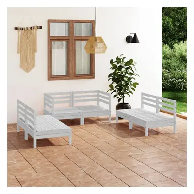 vidaXL Solid Pinewood Garden Lounge Set Piece White Outdoor Seating Sofa