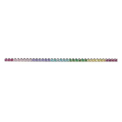 Jewelco London Sterling Silver Multi Colour Cubic Zirconia Rainbow Eternity Tennis Bracelet, 7.5