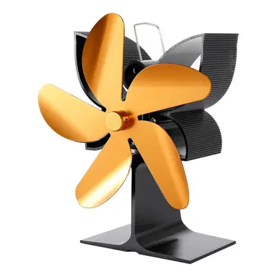 (Gold) Blades Fireplace Fan Stove Fan Heated Fan Heat Powered Eco Fan Low Noise