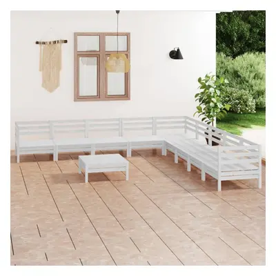 vidaXL Solid Pinewood Garden Lounge Set Piece White Patio Pallet Sofa Set