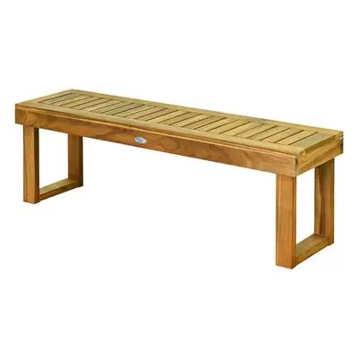 Acacia Wood Patio Dining Bench w/ Slatted Seat for Dining Room Bedroom