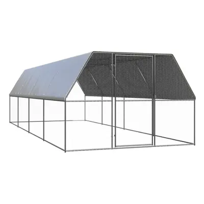 (3 x x m) vidaXL Outdoor Chicken Cage Galvanised Steel Hen House Chicken Run Multi Sizes