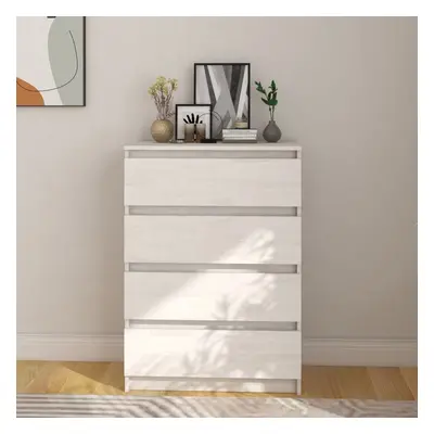 vidaXL Solid Pinewood Side Cabinet White Sideboard Storage Drawer Cabinet