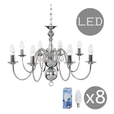 Large Retro Way Ceiling Light Chandelier Fitting in a Polished Chrome Finish - Complete with 4w 