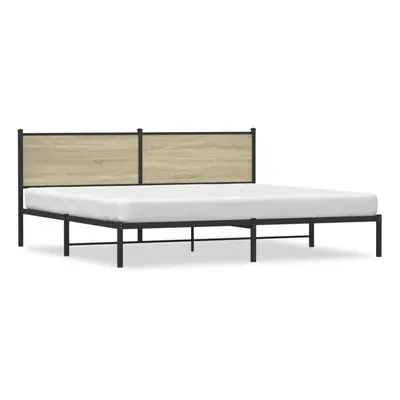 vidaXL Metal Bed Frame with Headboard Bed Base Bedstead Sonoma Oak 200x200 cm