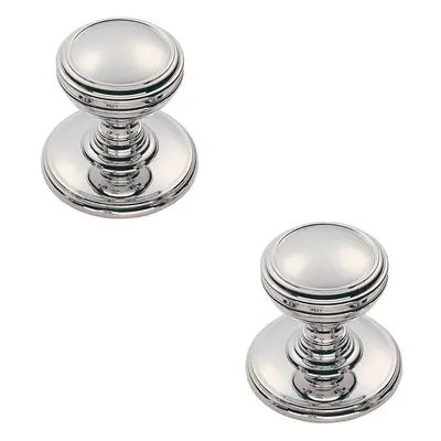 2x Ringed Tiered Cupboard Door Knob 38mm Diameter Polished Chrome Cabinet Handle