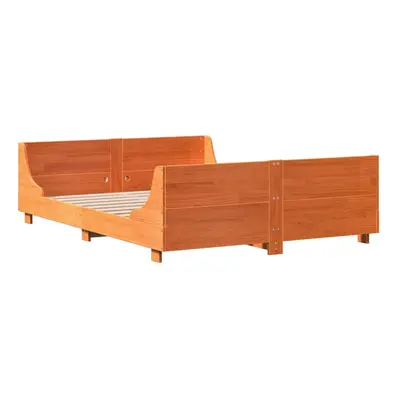 vidaXL Bed Frame with Headboard Bed Base Wax Brown 120x200 cm Solid Wood Pine