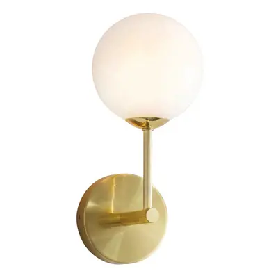 Wall Light Satin Brass Plate & Opal Glass 3W LED G9 Dimmable Living Room