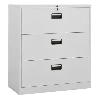 vidaXL Filing Cabinet Light Grey Steel Office Storage Document File Cabinet