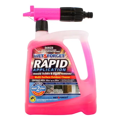 Wet & Forget Rapid Application Mould Lichen and Algae Remover, Outdoor Cleaning Solution, Black 