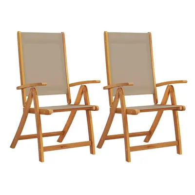 (taupe, pcs) vidaXL Folding Garden Chairs Dining Chair Solid Wood Acacia and Textilene