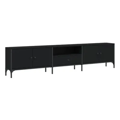 (black) vidaXL TV Cabinet with Drawer TV Unit Media Cabinet TV Stand Engineered Wood