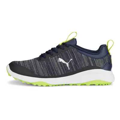 (UK 7.5, Peacoat/Silver/Limepunch) Puma Golf Mens Fusion Pro Waterproof Engineered Knit Spikeles