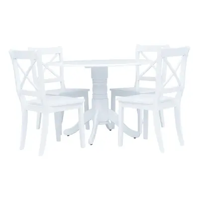 vidaXL Dining Set Pieces Solid Rubber Wood White Dinner Set Furniture Set