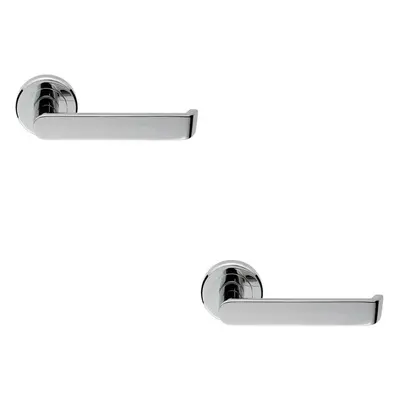 2x Flat Faced Lever on Concealed Fix Round Rose 50.5mm Diameter Polished Chrome