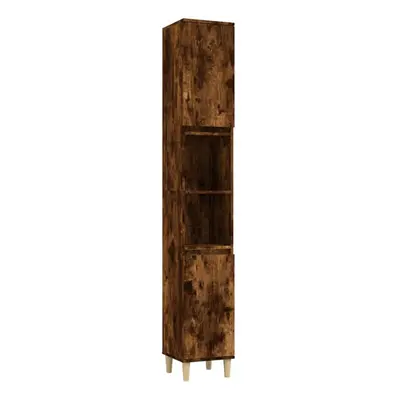 (smoked oak) vidaXL Bathroom Cabinet Cupboard Tallboy Unit Storage Cabinet Engineered Wood