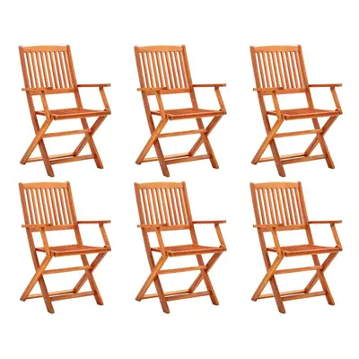 vidaXL 6x Folding Garden Chairs Solid Eucalyptus Wood Patio Dining Chair Seat