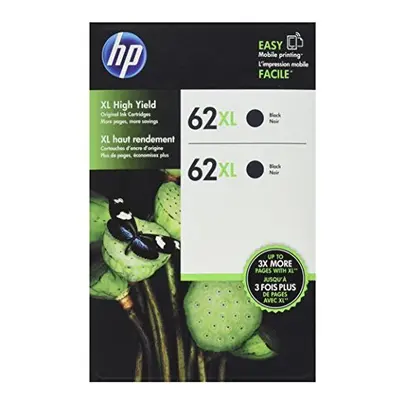 HP 62XL Black Twin Pack J3P42BN in Retail Package