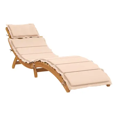 vidaXL Sun Lounger with Cushion Sunbed Lounge Bed Beige Solid Wood Acacia