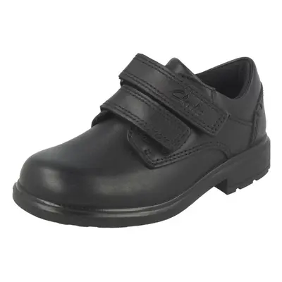 (UK Infant, Black) Boys Clarks Double Strap School Shoes Remi Pace - H Fit