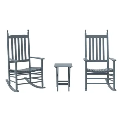 vidaXL Rocking Chairs 2pcs with Foldable Table Chair Grey Solid Wood Poplar