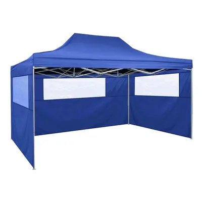 vidaXL Professional Folding Party Tent with Sidewalls 3x4m Blue Steel Gazebo