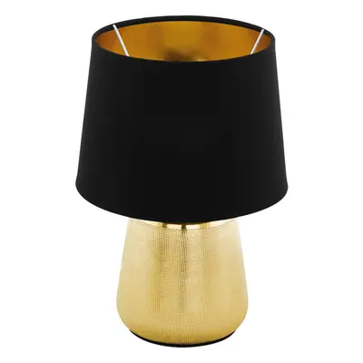 Table Lamp Colour Gold Coloured Shade Black Gold Fabric Bulb E14 1x40W