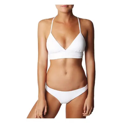 (White, XL) Sexy Women Strappy Bikini Set Deep V-Neck Tie Back Low Waist Swimwear