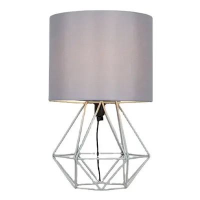 (Grey) Hollowed Out Modern Desk Lamp Bedroom Bedside Geometric Table Lamp With Shade