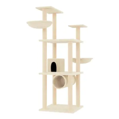 (cream) vidaXL Cat Tree with Sisal Scratching Posts Cat Scratch Tower Climber Dark Grey