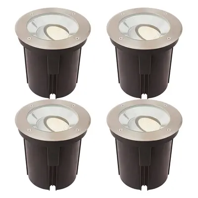 4 PACK Stainless Steel IP67 Ground Light - 16.5W Warm White Tilting Head LED